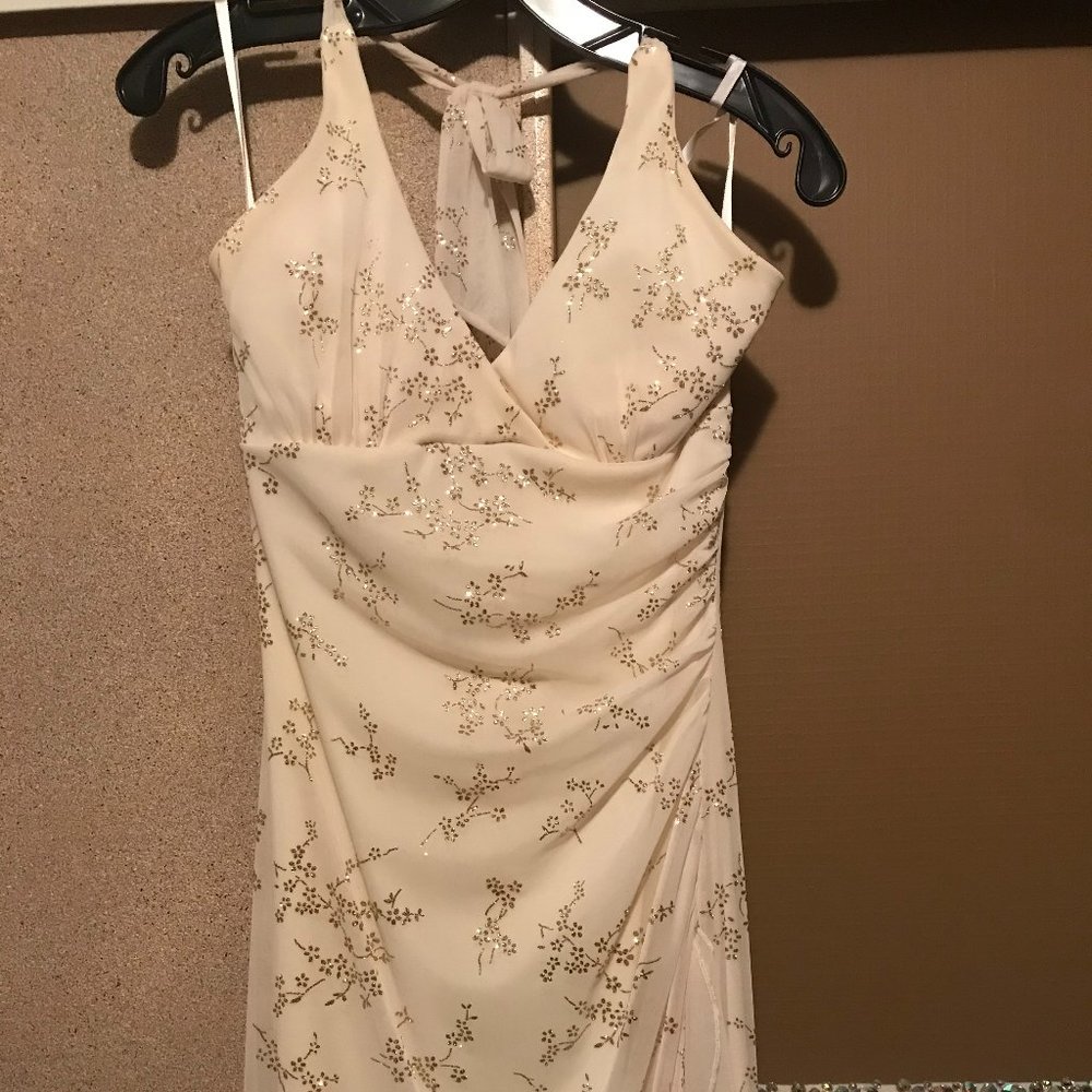 Cream Ivory White Gold Glitter Dress